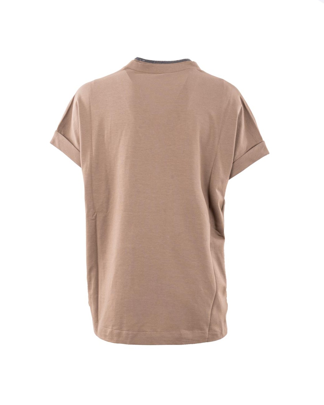 shop BRUNELLO CUCINELLI  T-shirt: Brunello Cucinelli maglia in cotone.
Scollo a V.
Maniche corte.
Orlo dritto.
Scollo impreziosito con monile.
Composizione: cotone 93%, elastan 7%.
Made in Italy.. M0T18BD222-C8705 number 6300438